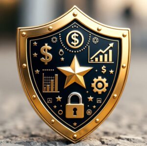 Imagen de un escudo con símbolos y en el centro un candado haciendo ver que es una acción defensiva