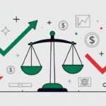 Imágen decorativa con una balanza y símbolos relacionados con la bolsa