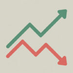 Dos flechas que indican tendencia en bolsa tanto alcista como bajista