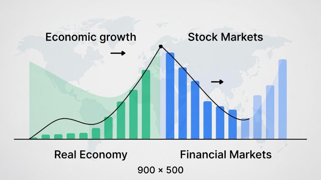 relación entre crecimiento económico y mercados financieros